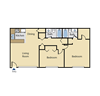 Two bedroom floor plan l Cottage Bell Apartments in Sacramento CA